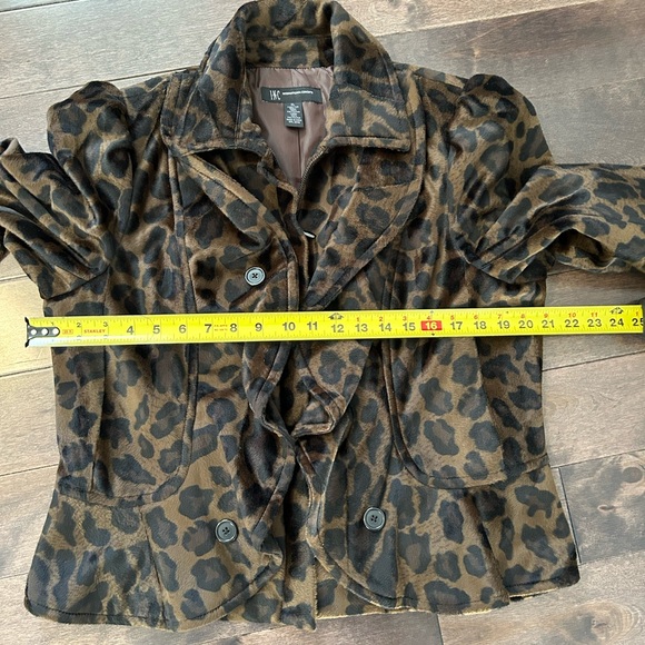 INC International Concepts Ruffle Leopard Print Jacket Zipper Coat - Picture 12 of 13